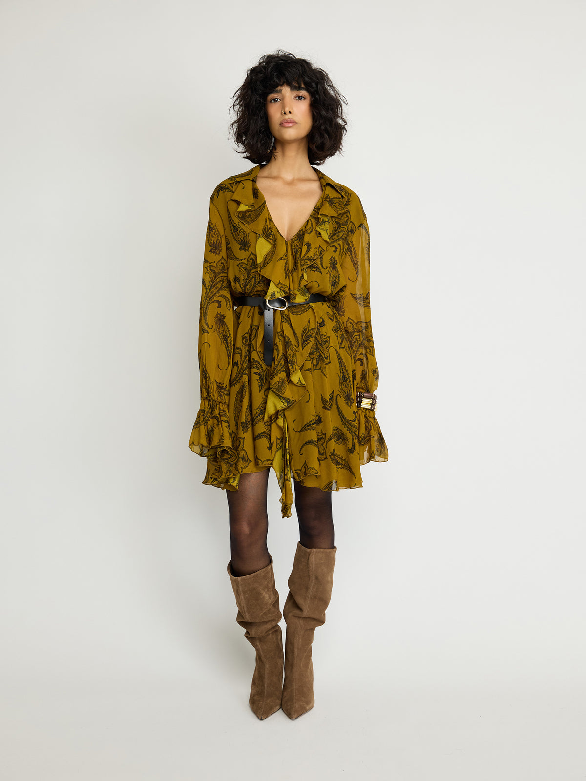 Paisley Ruffle Midi Dress - Maska