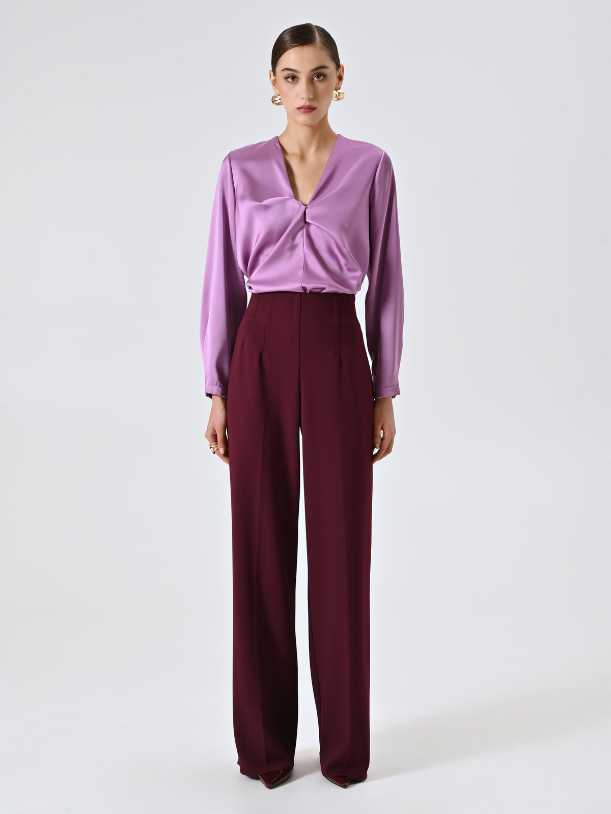 Palazzo Trousers in Scuba Crepe Fabric - Maska