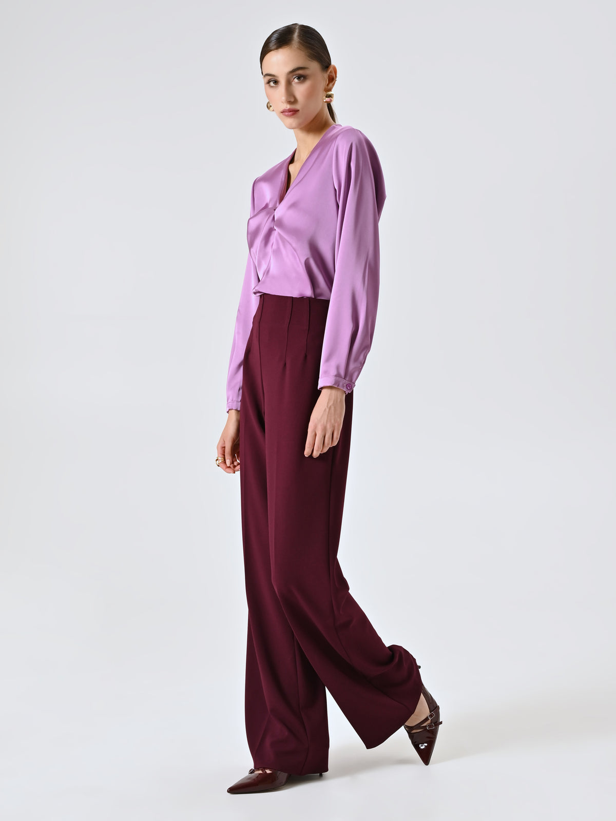 Palazzo Trousers in Scuba Crepe Fabric - Maska