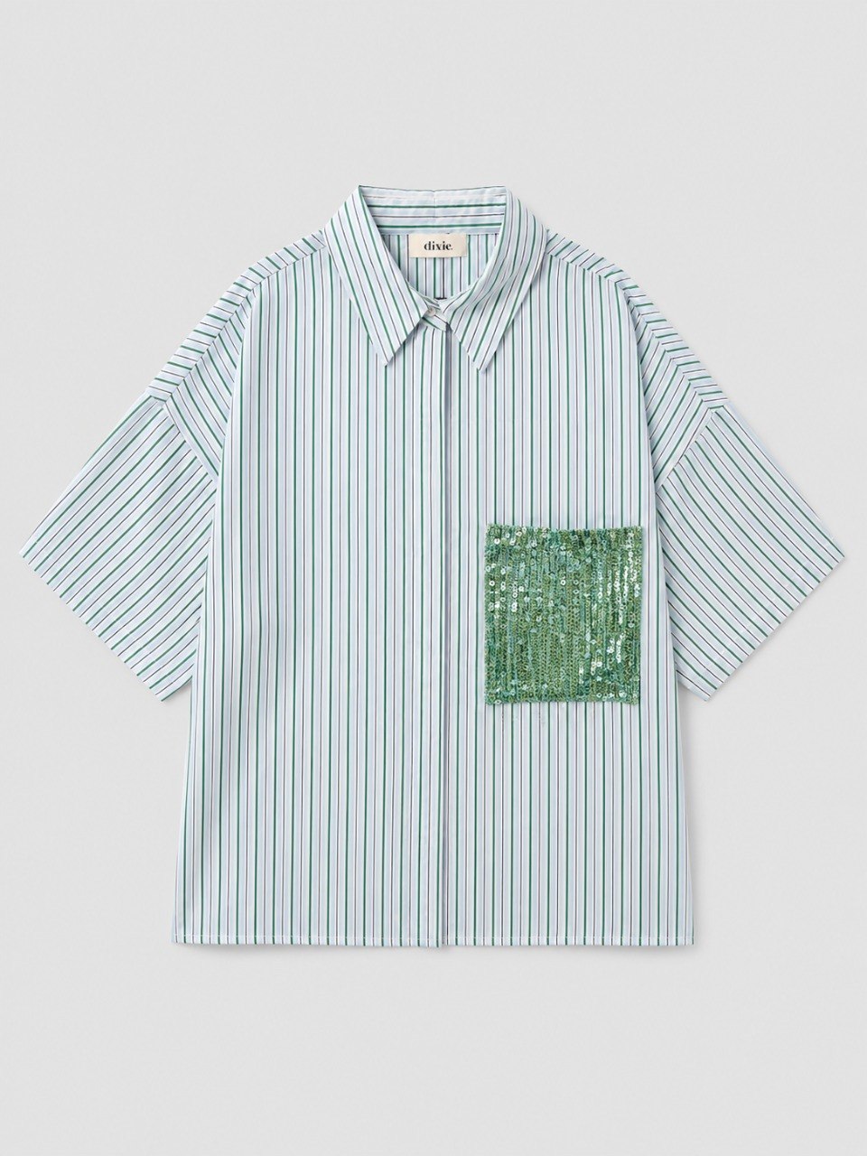 Sequin Pocket Striped Shirt