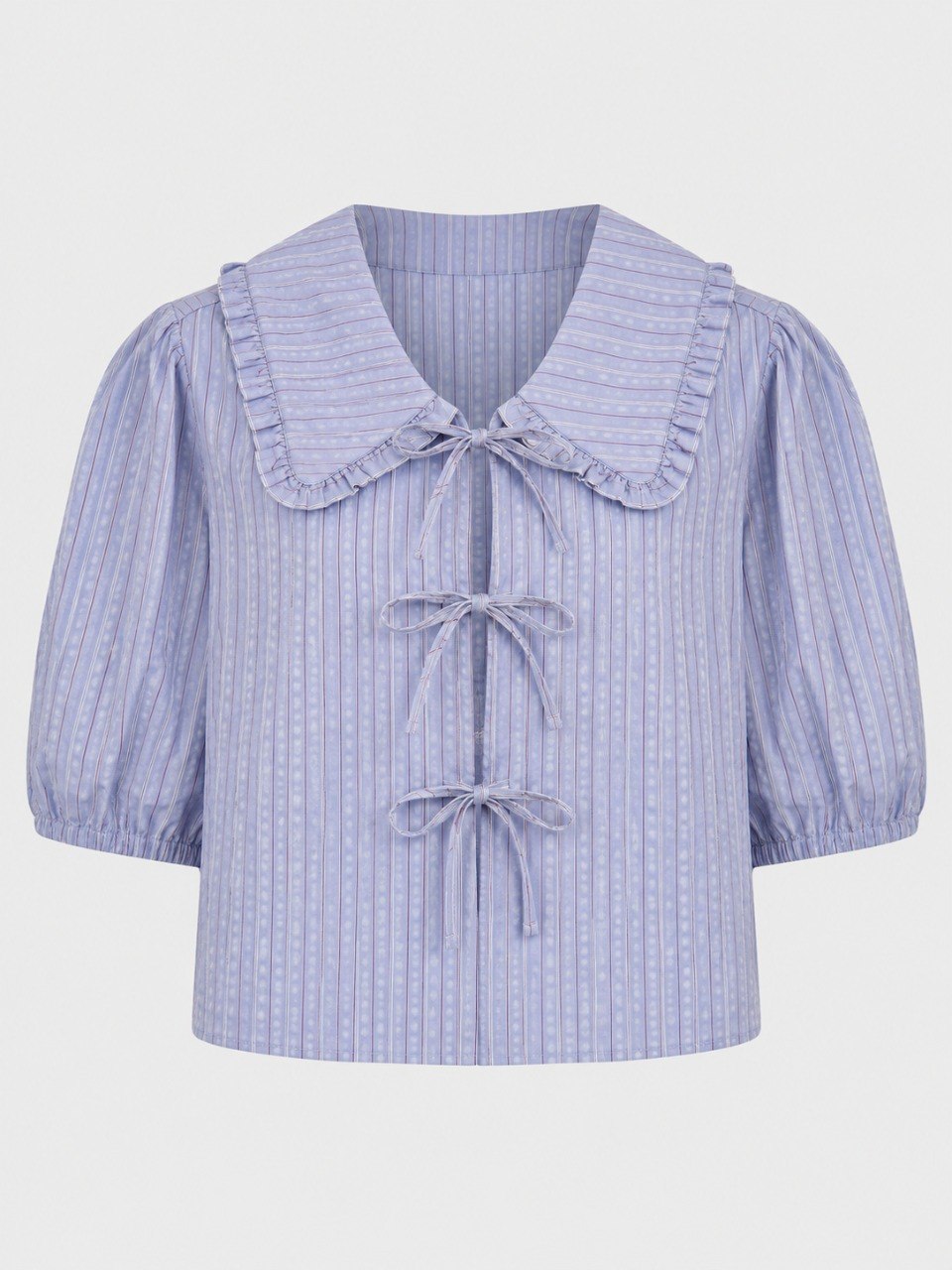 Bow-Front Puff-Sleeve Blouse