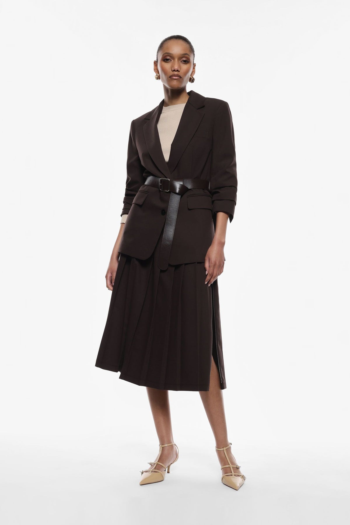 Pleated Skirt With Belt - Maska