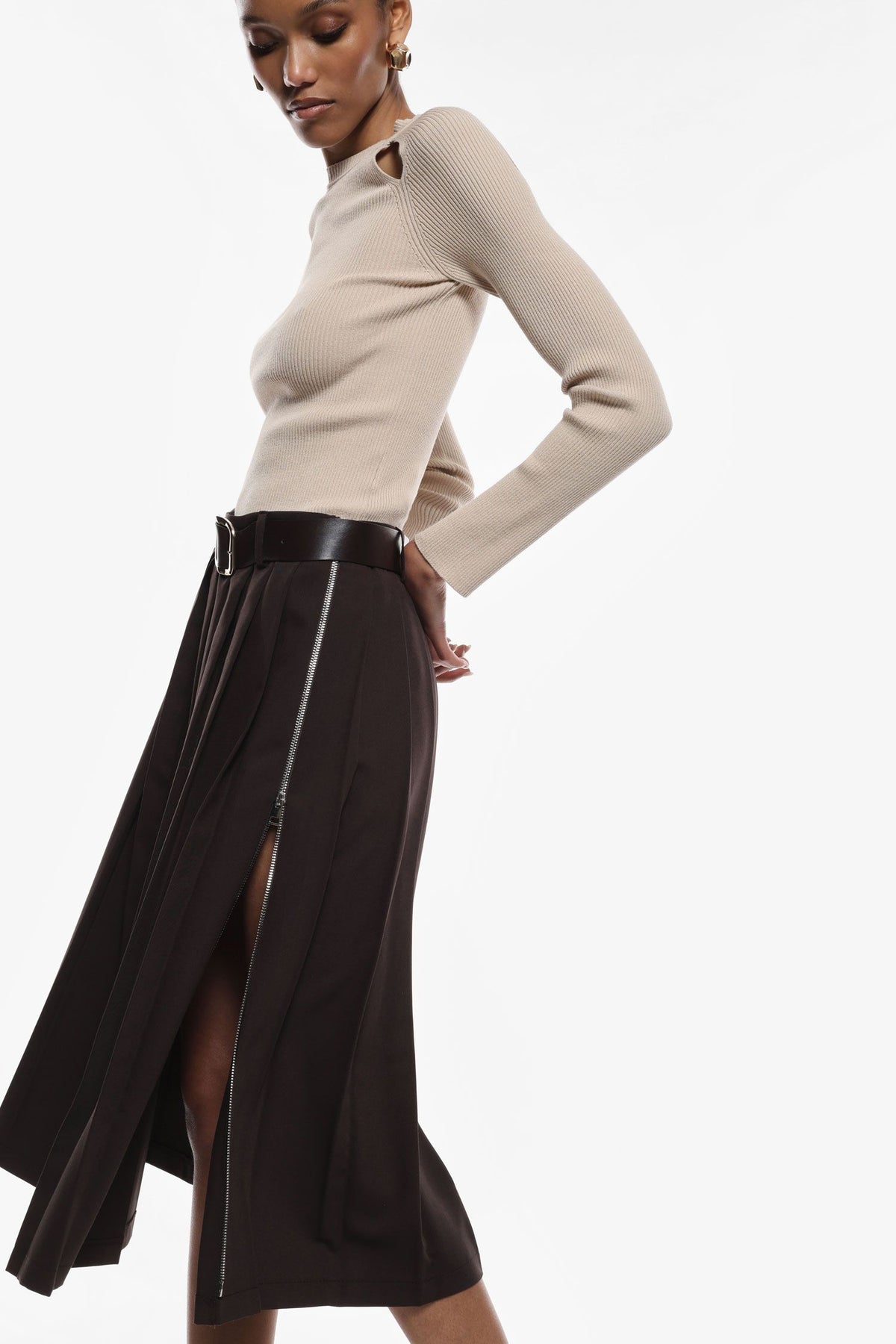 Pleated Skirt With Belt - Maska