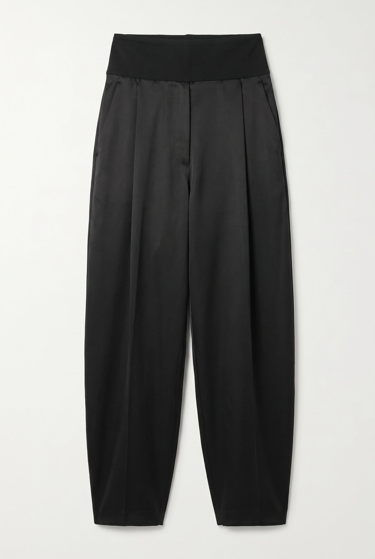 Pleated Tapered Trousers - Black - flat lay