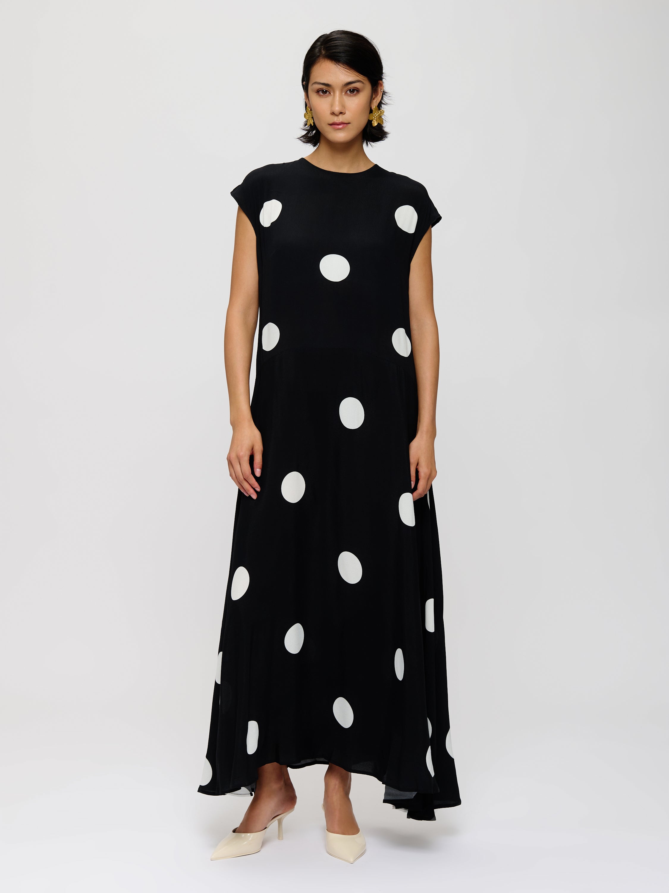 Robe longue fluide à pois
