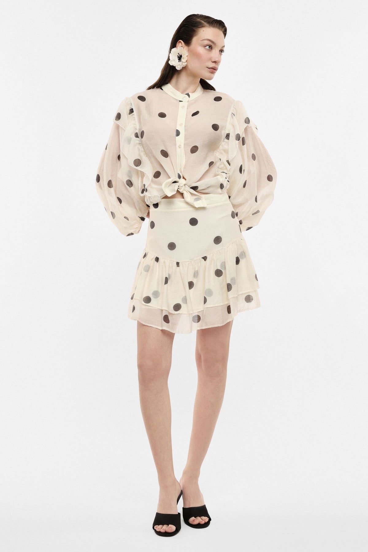 Polka Dot Ruffle Mini Skirt