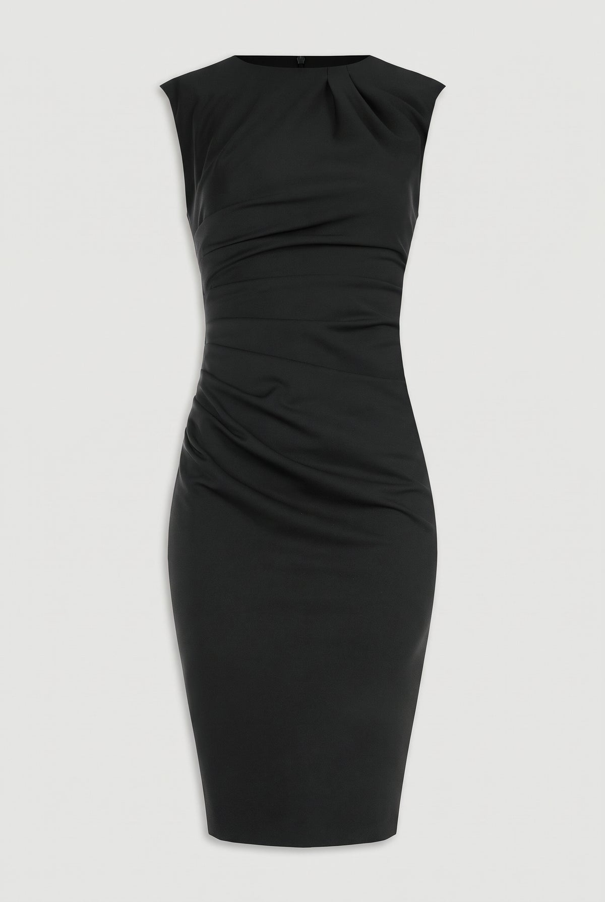 Ruched Sleeveless Sheath Dress - Black - flat lay