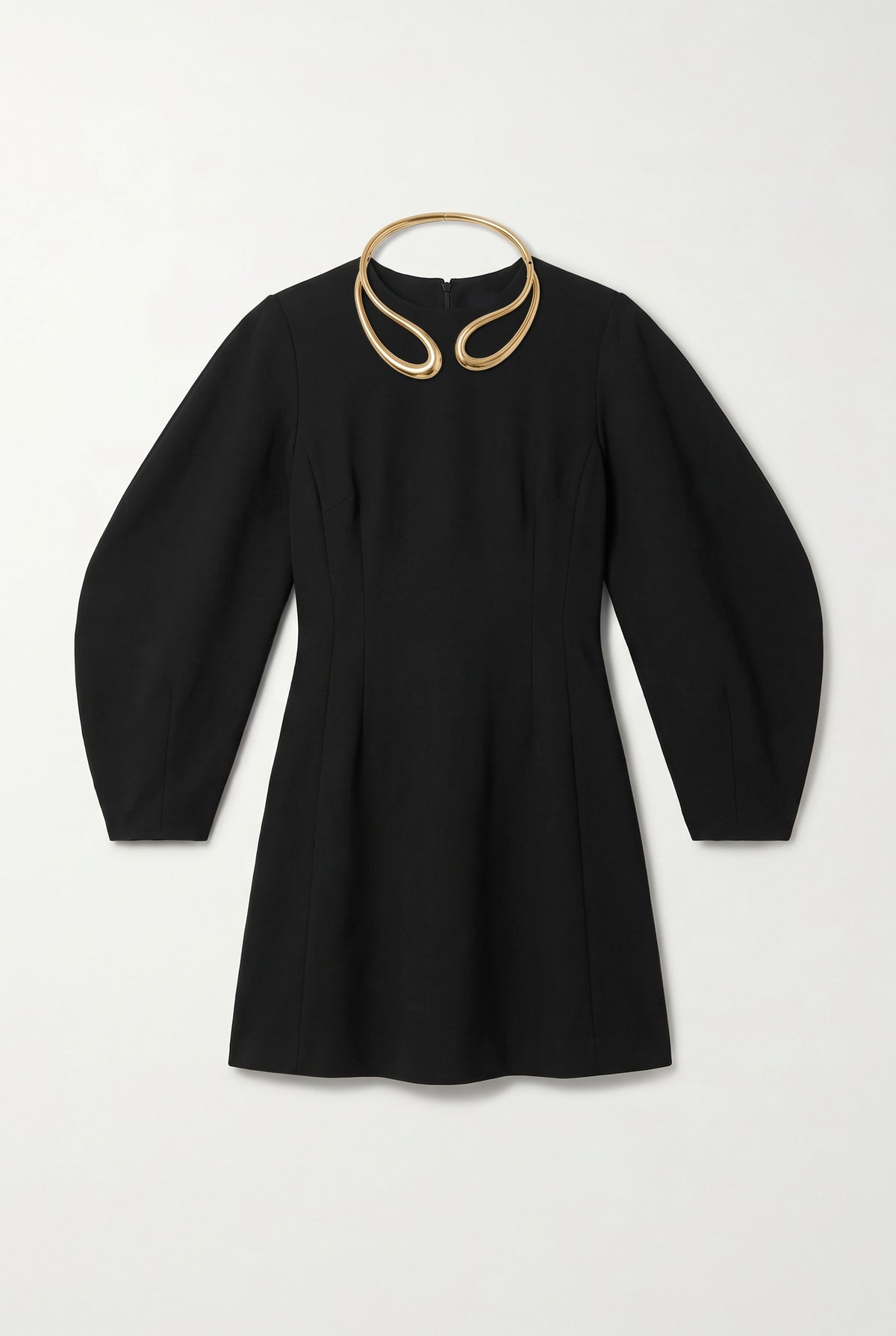 Sculpted Sleeve Mini Dress - Black - flat lay