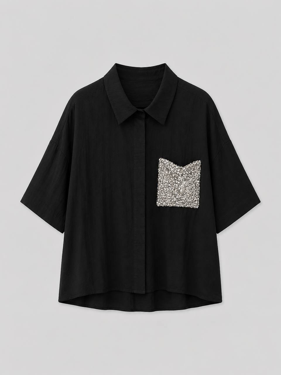 Sequin Pocket Short-Sleeve Shirt