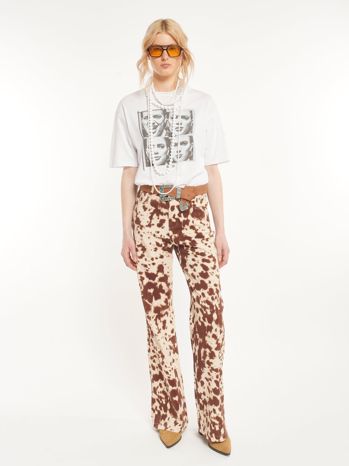 Straight Leg Cow Print Pants - Maska