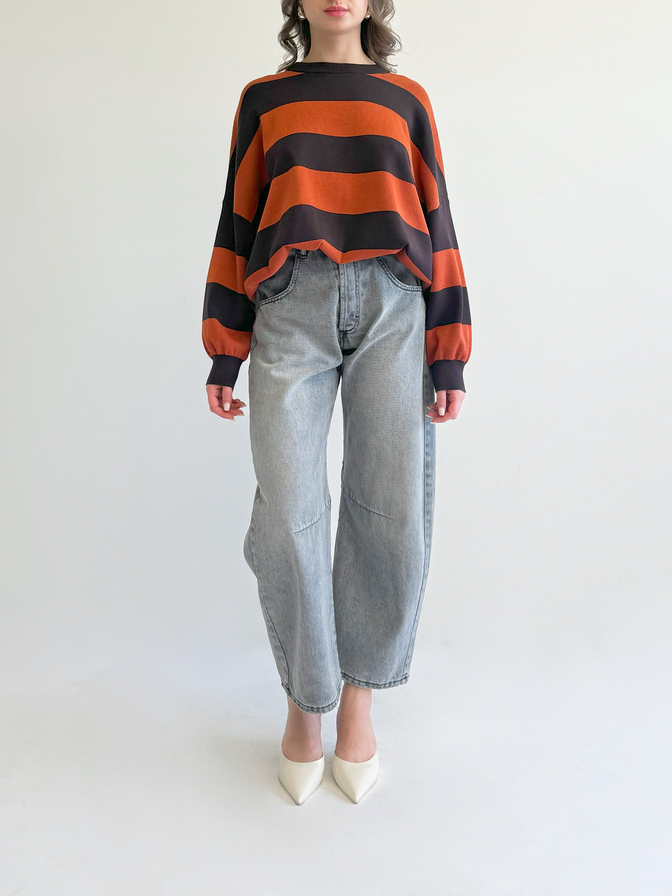 Pull en tricot rayé