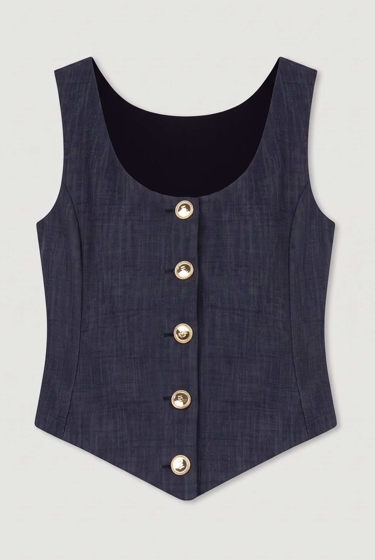 Tailored Button Vest - Navy - flat lay