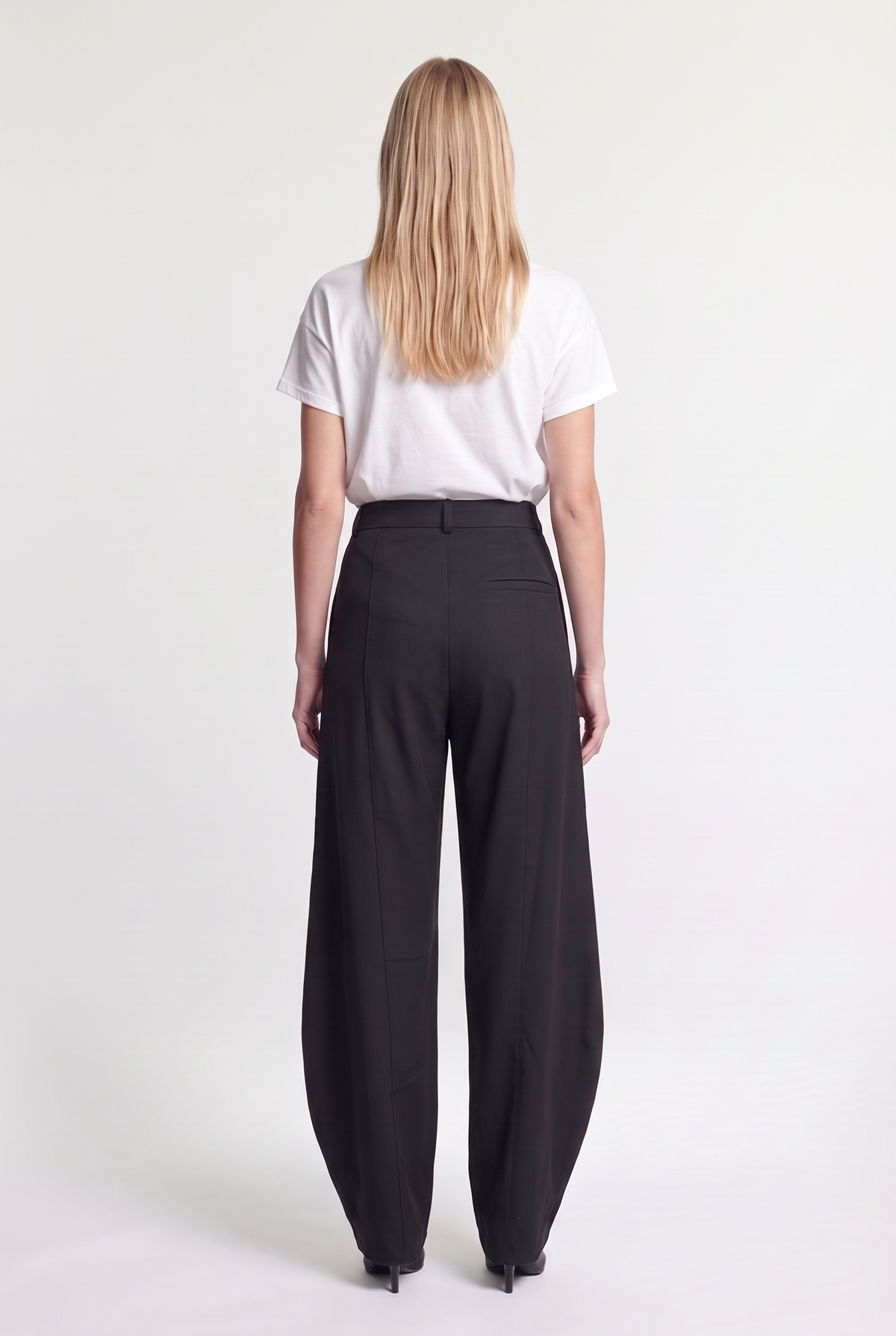 Tailored Wide-Leg Pants - Black - back view