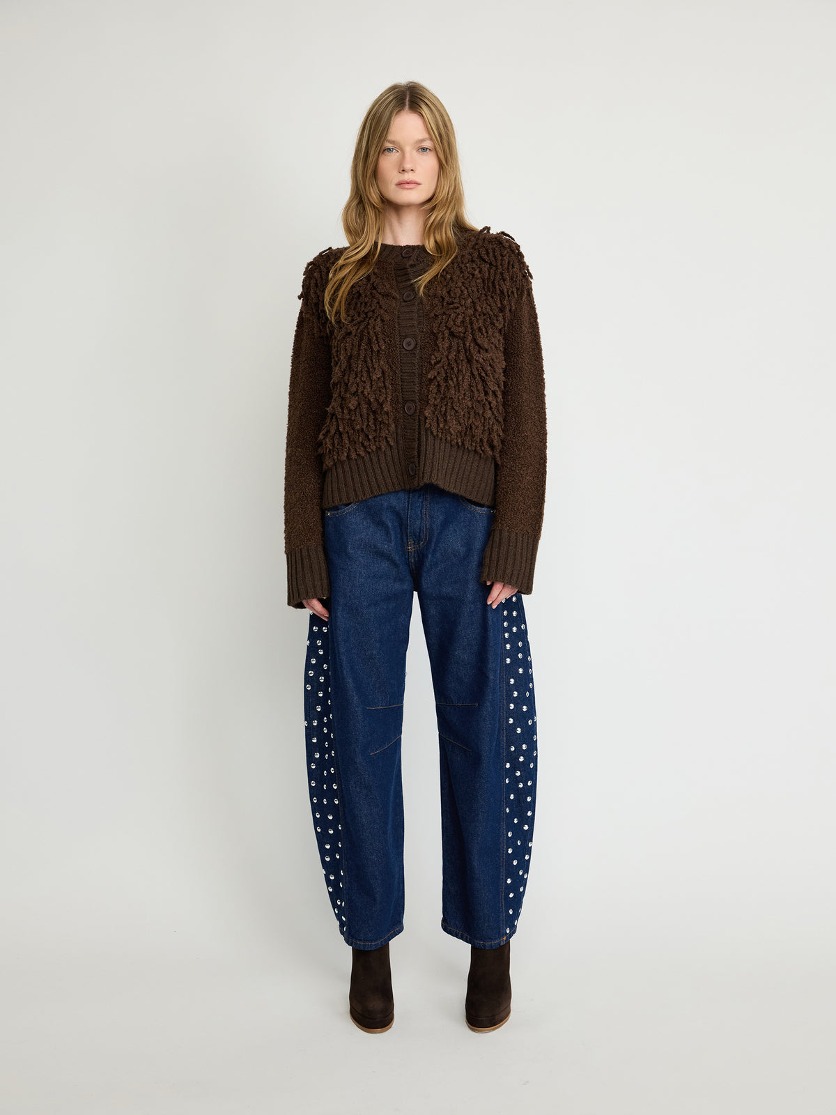 Textured BouclÃƒÂ© Knit Cardigan - Maska