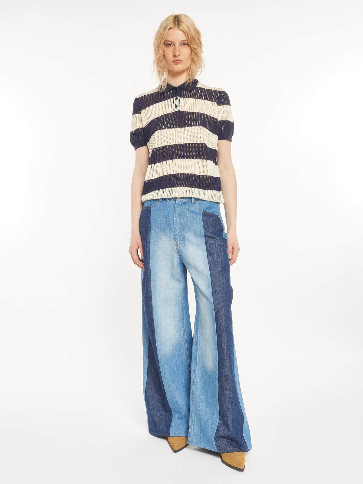 Two-Tone Wide Leg Jeans - Maska