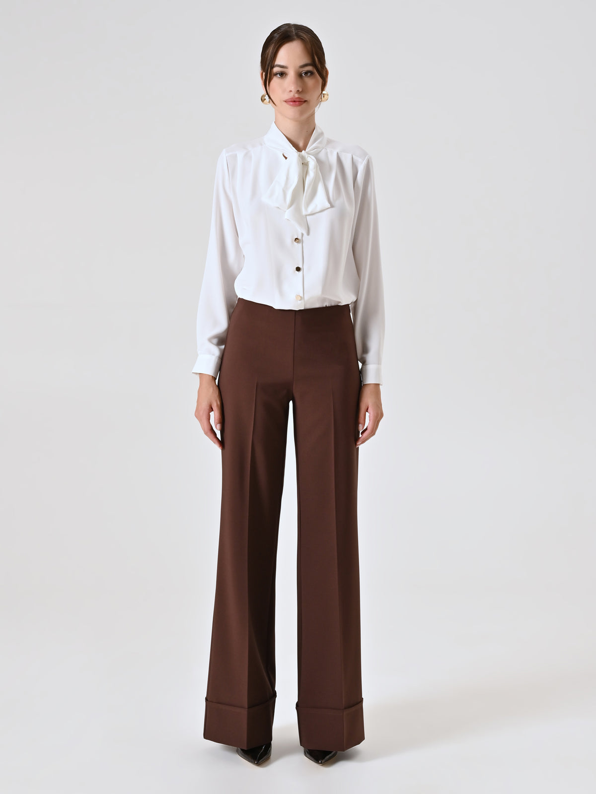 Wide Trousers with Maxi Turn-Up in Technical Fabric - Maska