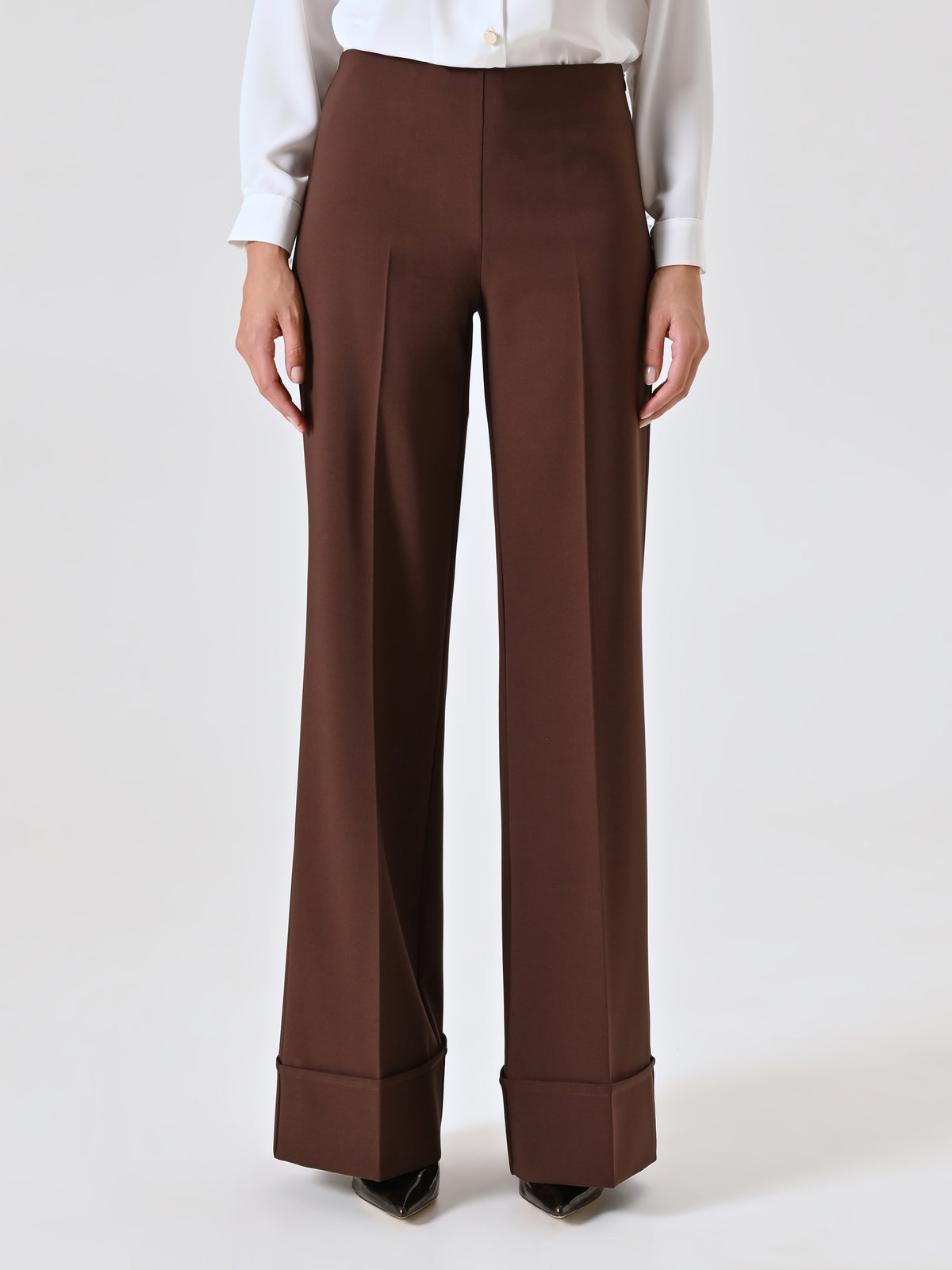 Wide Trousers with Maxi Turn-Up in Technical Fabric - Maska