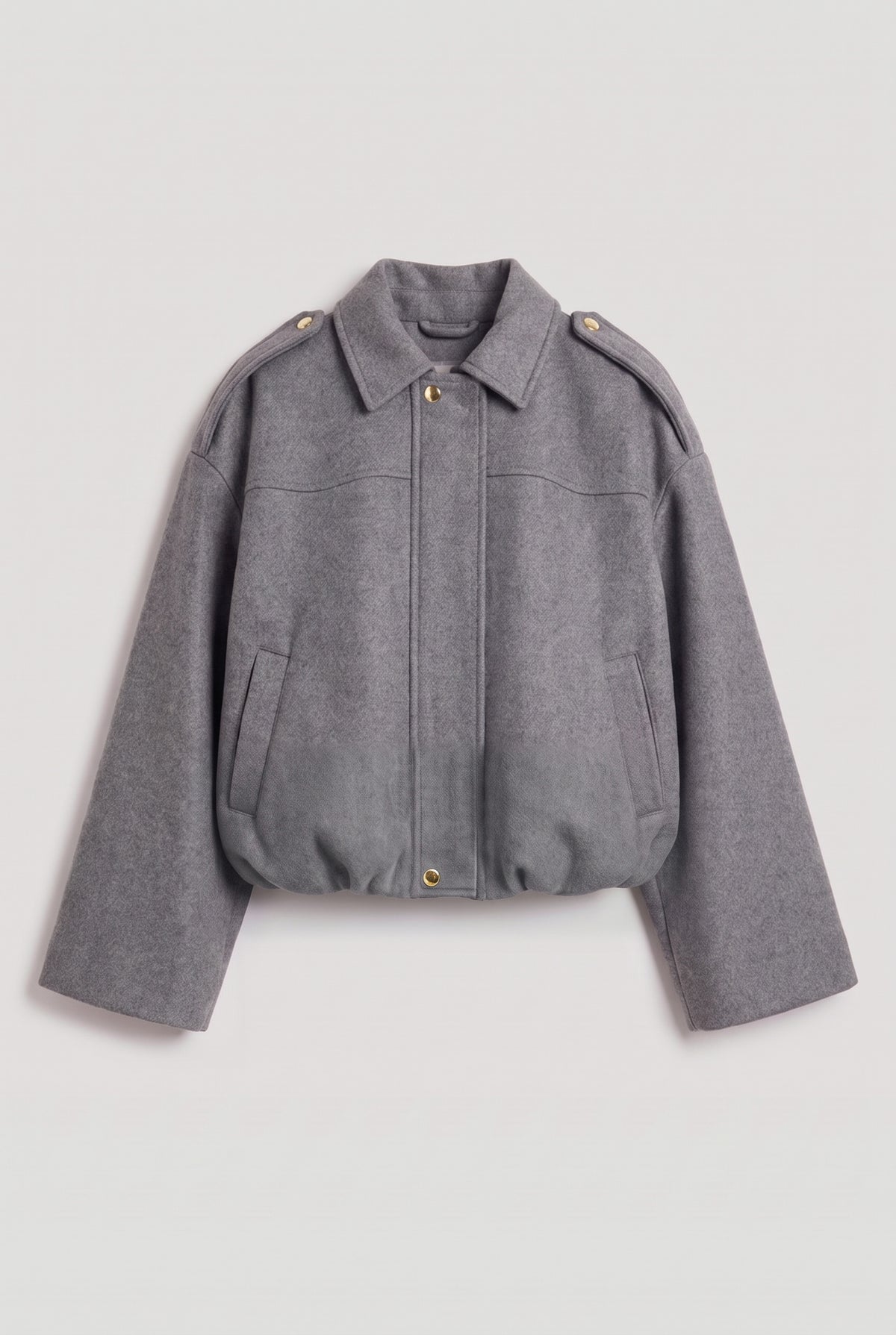 Wool-Blend Bomber Jacket - Grey - flat lay