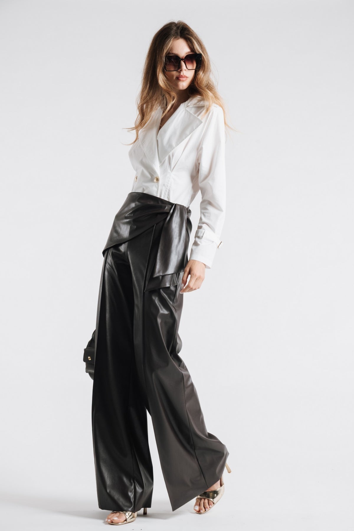 Wrap Faux Leather Trousers - Maska