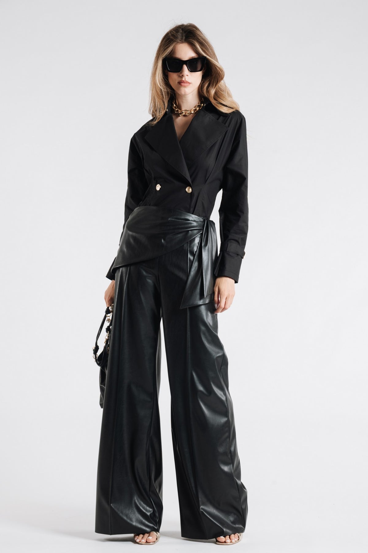 Wrap Faux Leather Trousers - Maska