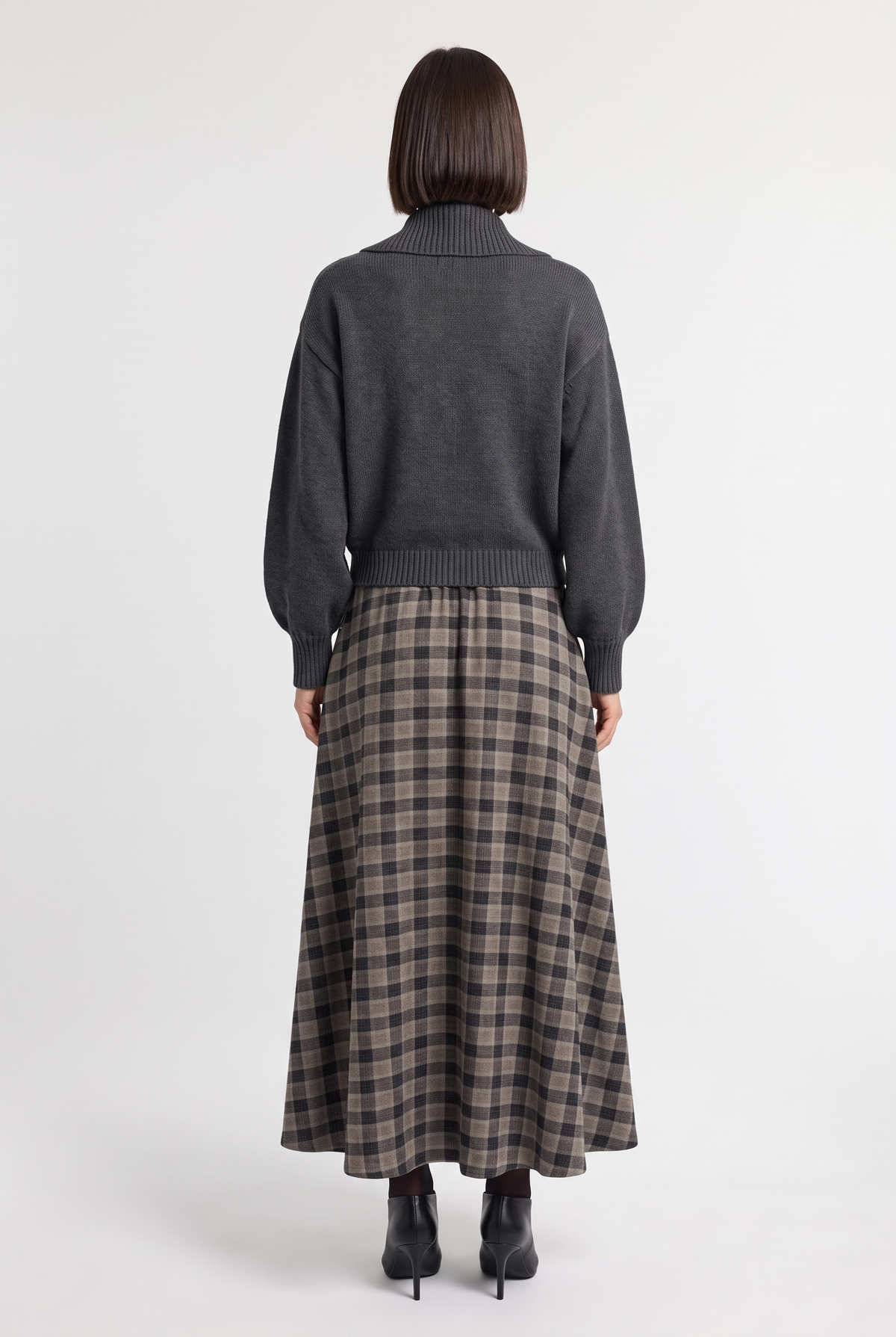 Wrap Sweater - Grey - back view