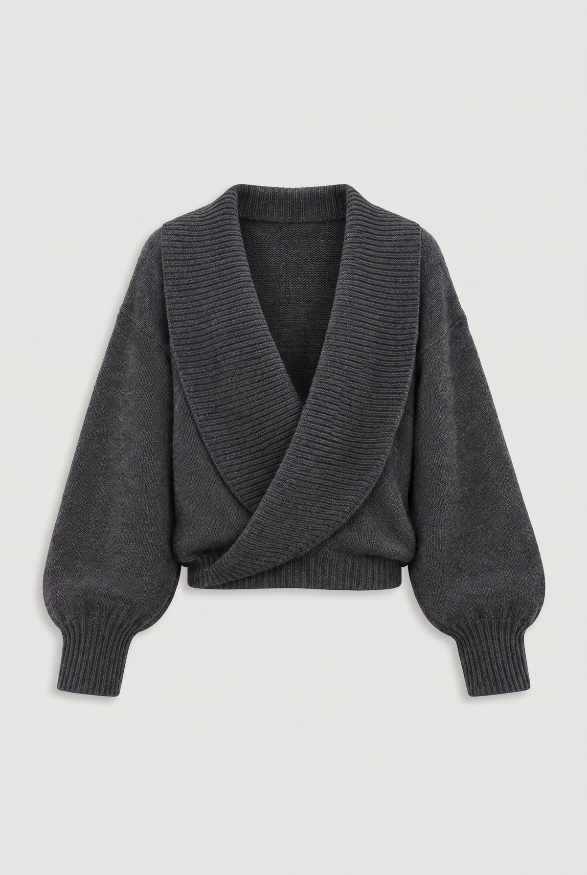 Wrap Sweater - Grey - flat lay