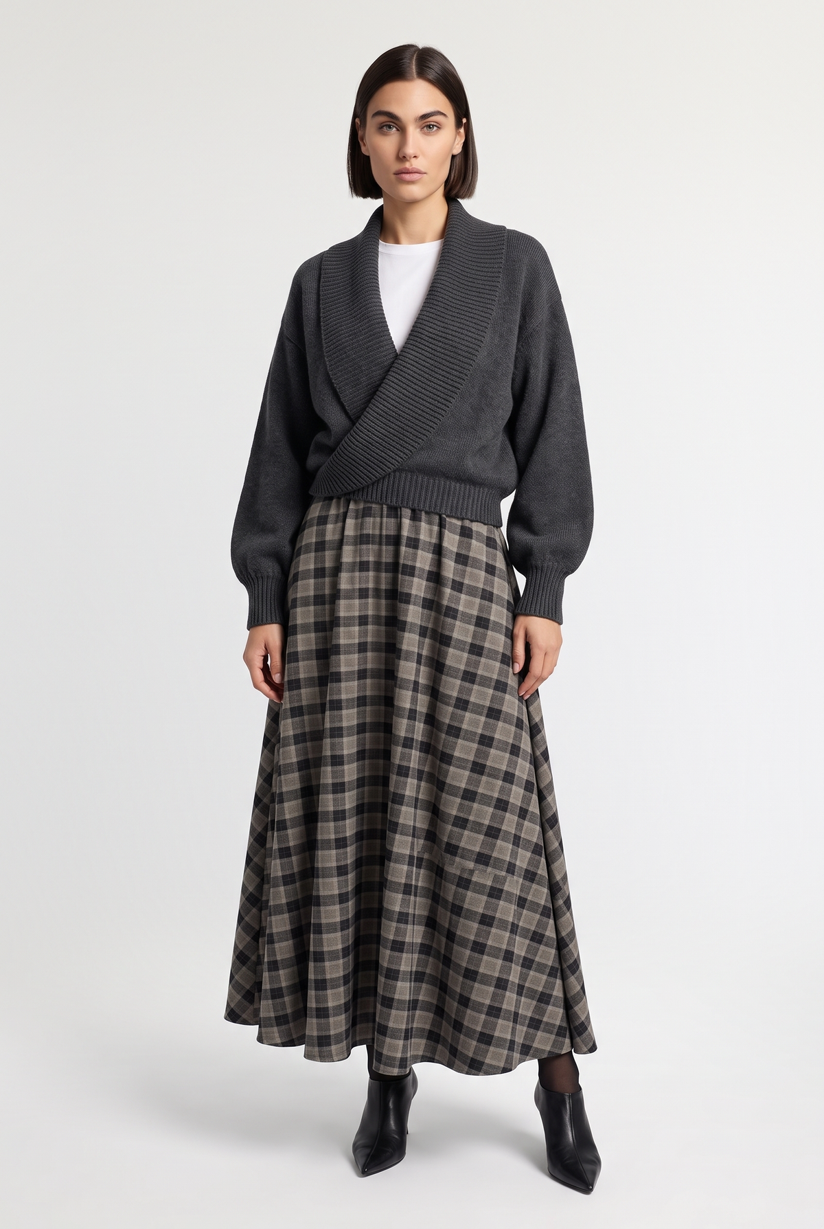 Wrap Sweater - Grey - front view