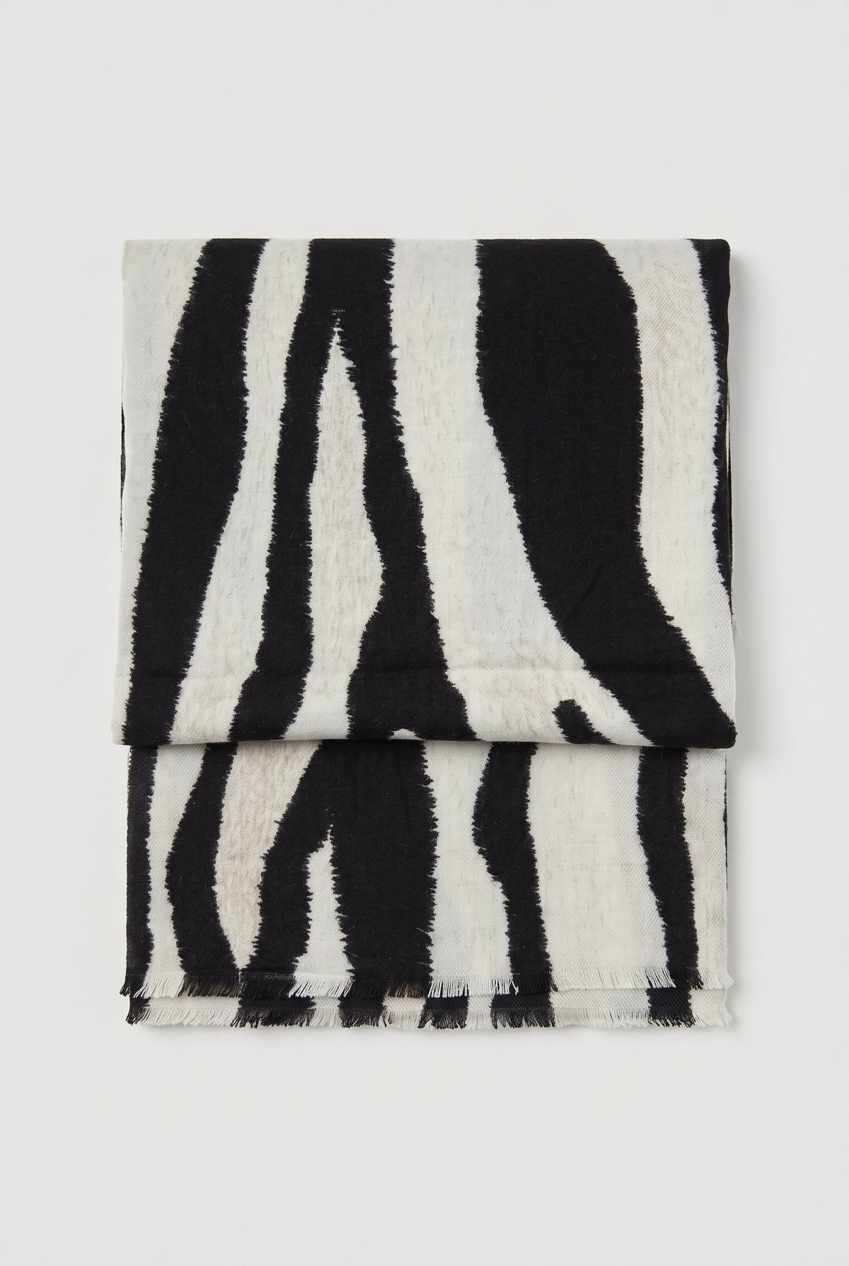 Zebra-Print Scarf - Beige - Flat lay, folded