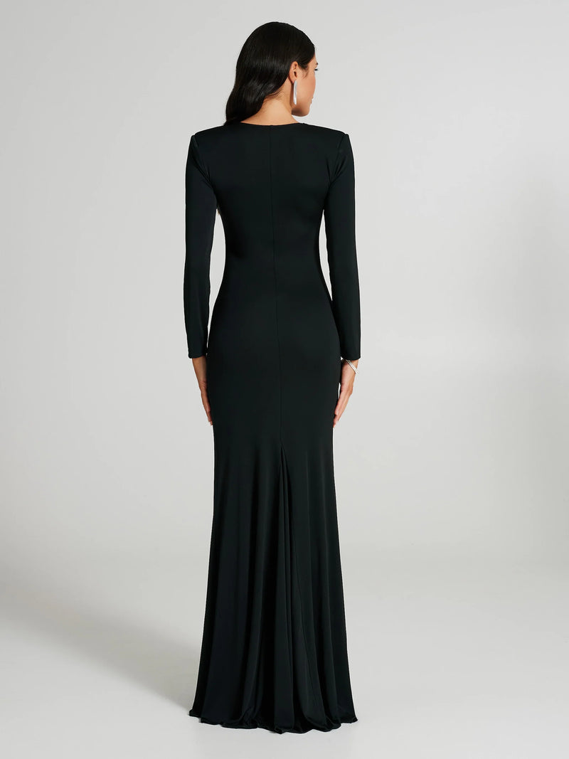 Long dress with crystal teardrop cut-out