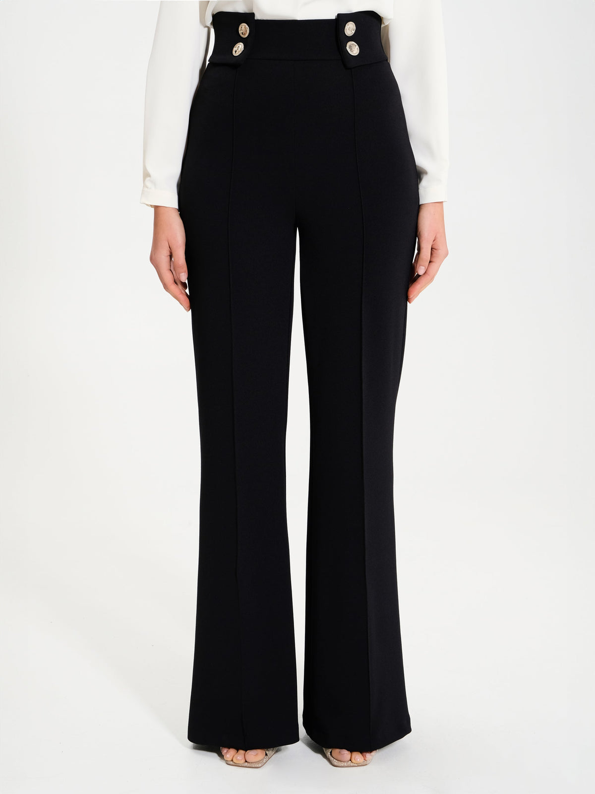 Trousers with 4 Buttons in Scuba Crepe