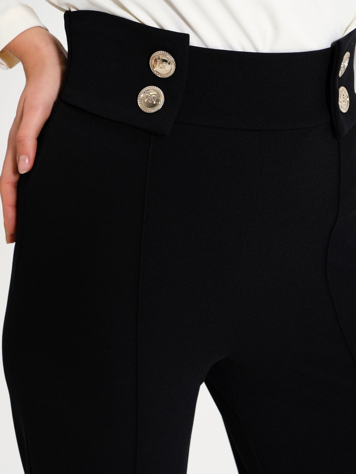 Trousers with 4 Buttons in Scuba Crepe