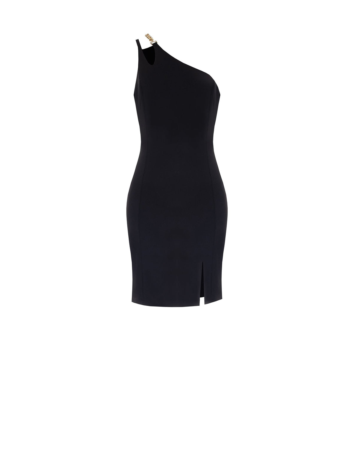 Short Sheath Dress in Scuba Crepe Fabric with Chain Straps