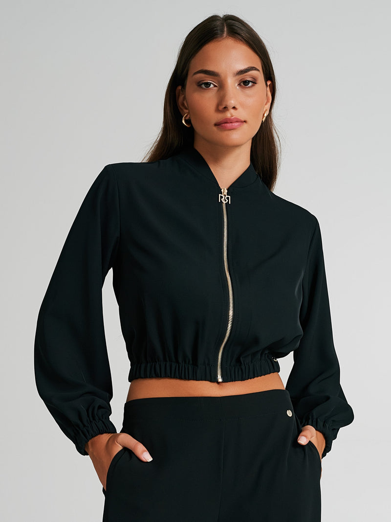 Cropped bomber jacket in technical fabric