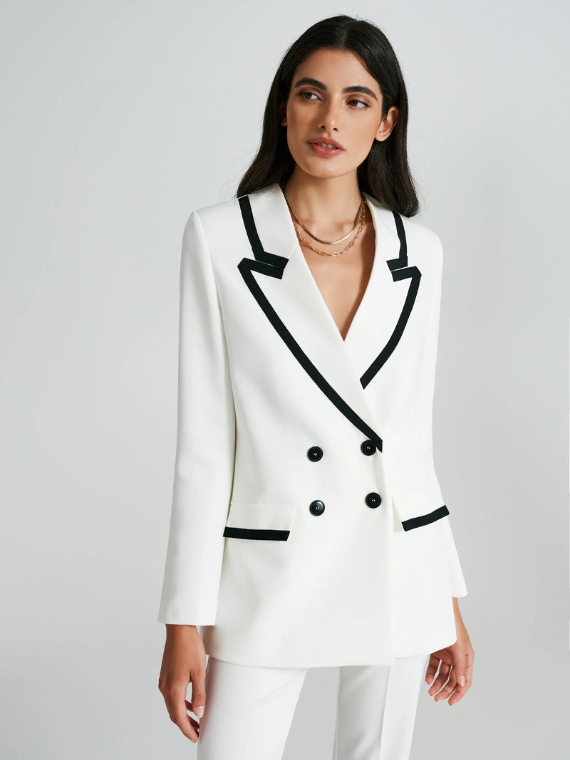 Double-breasted jacket with two-toned lapels