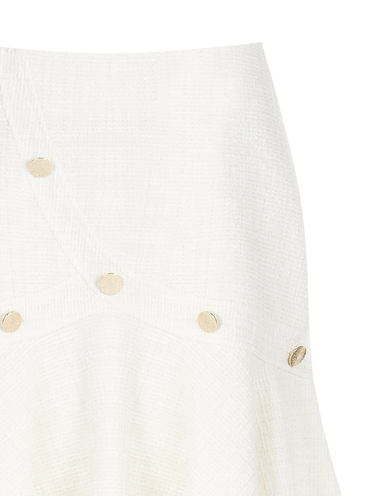 Mini-jupe en tweed avec fil Lurex et boutons logo