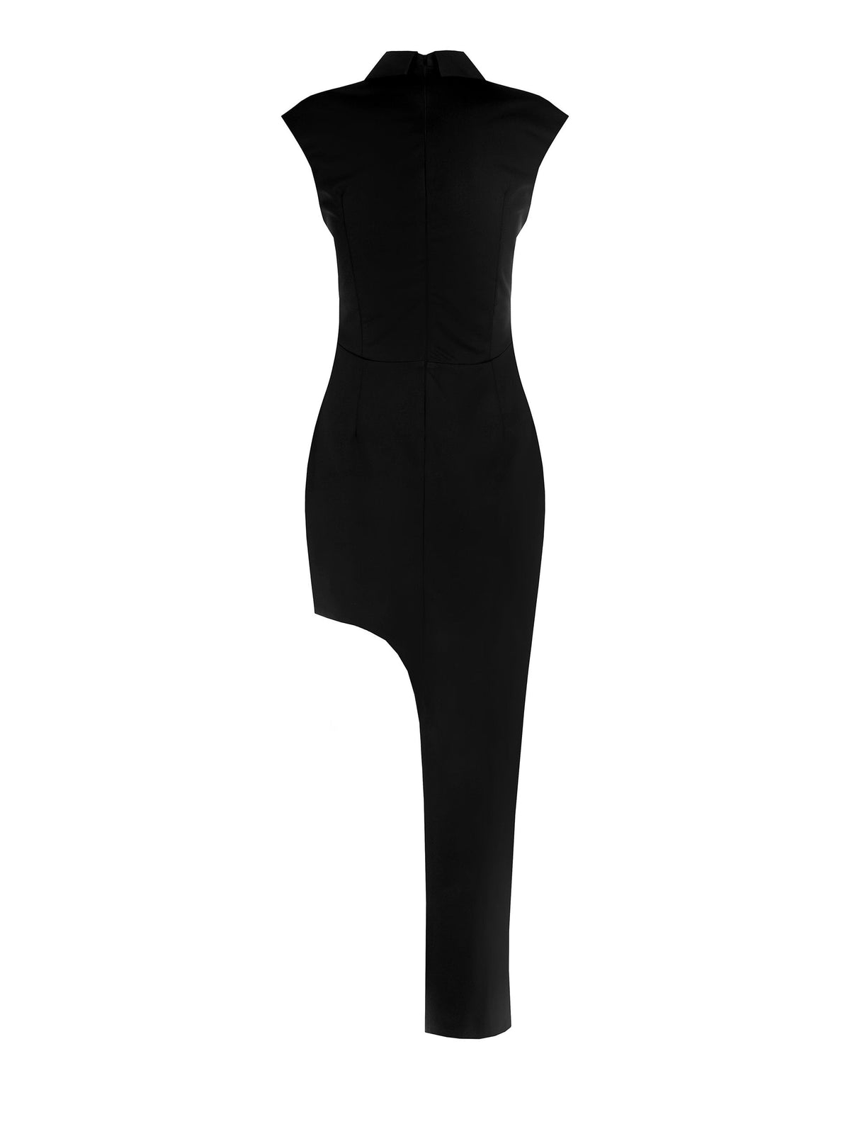 Sheath Dress in Shiny Knit with Teardrop Cut-Out and Shoulder Straps