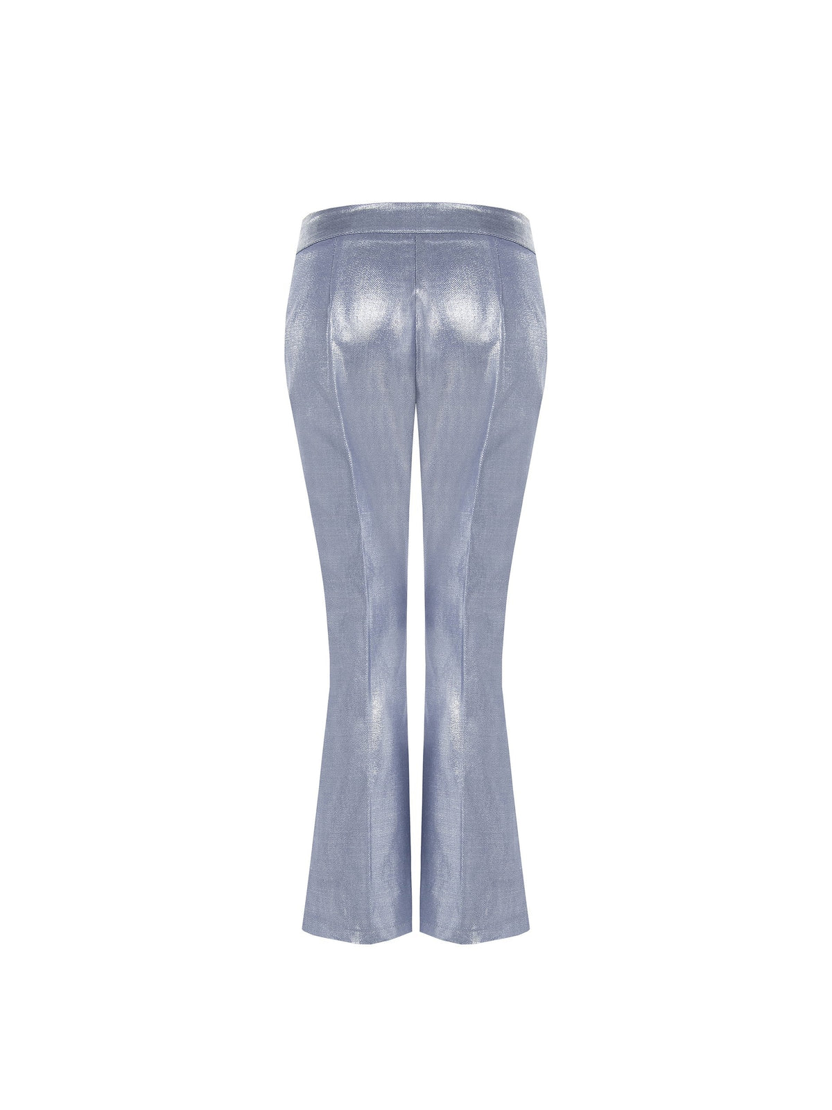 Flared Trousers in Laminated Denim