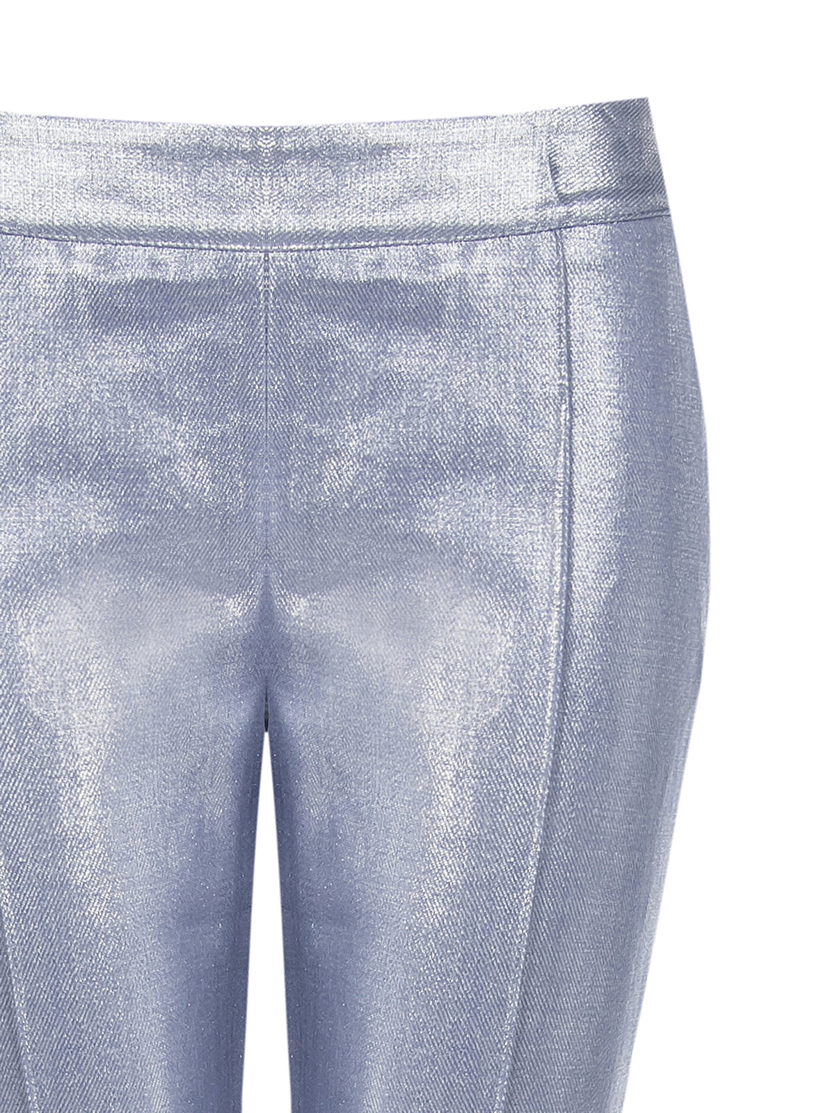Flared Trousers in Laminated Denim