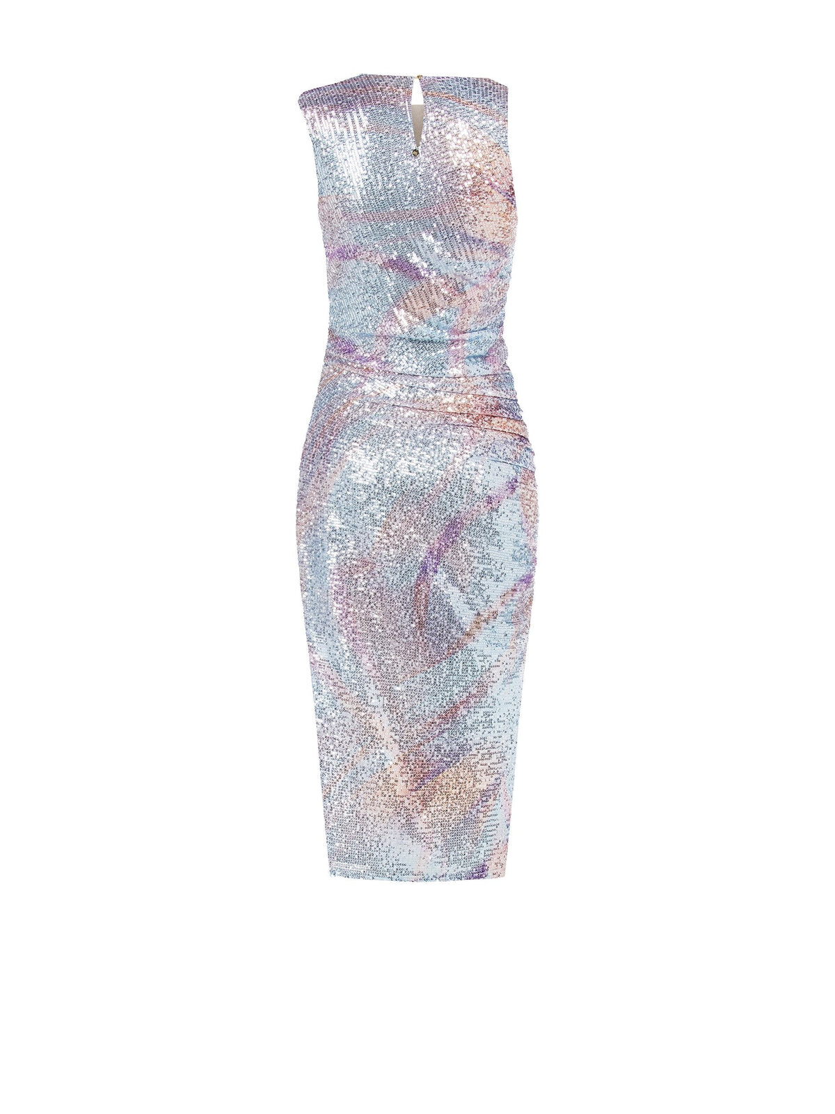Gathered Sequin Sheath Dress with Side Slit
