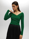 Asymmetrical Ribbed Top O/S GREEN SWEATER Maska