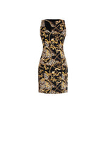Baroque Printed Sheath Dress S DARK BROWN DRESS Maska