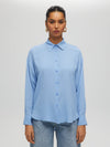 Basic button blouse S BLUE Shirts & Tops Maska