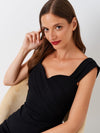 Black Draped Sheath Dress BLACK DRESS Maska
