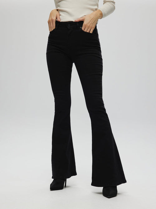 Black Flared Jeans S BLACK PANTS Maska