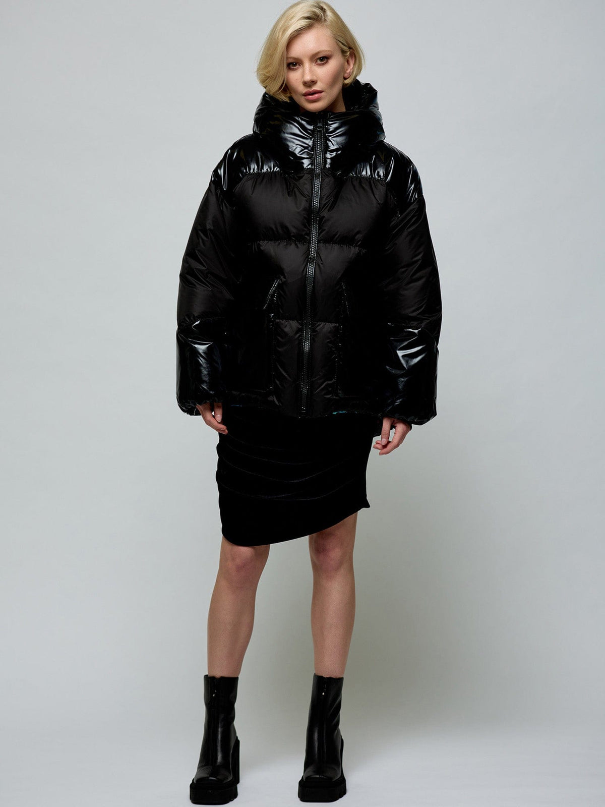 Black Quilted Puffer 40 BLACK COAT Maska