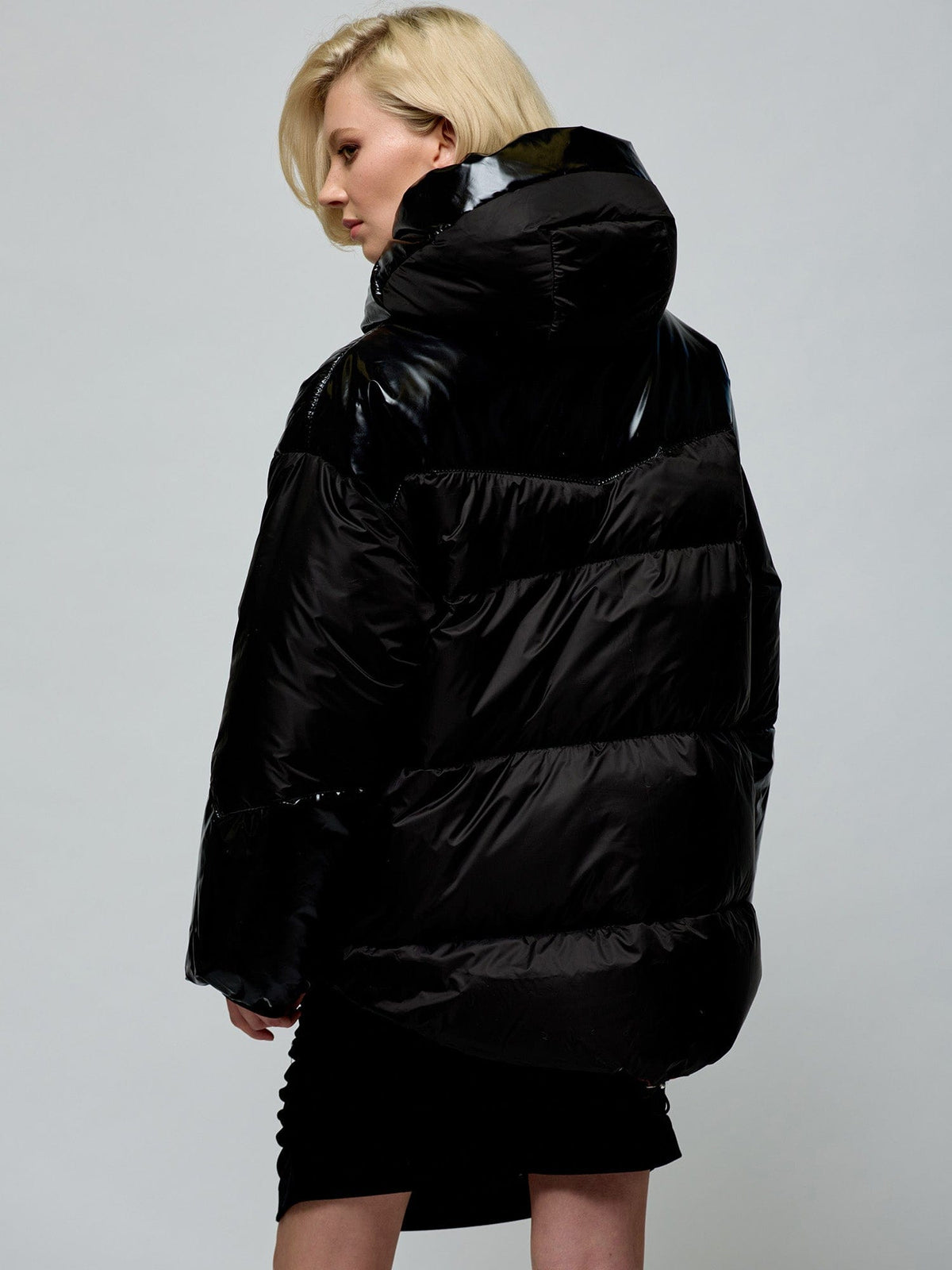 Black Quilted Puffer BLACK COAT Maska