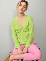 Blouse with keyhole detail S LIME TOP Maska