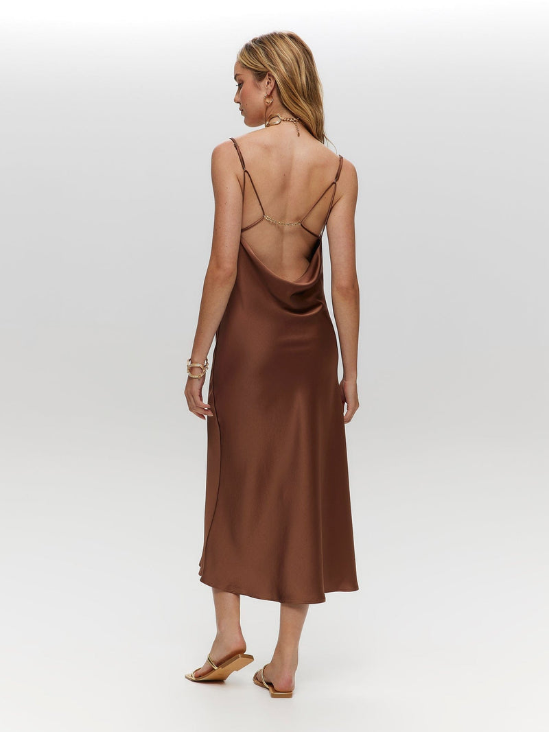 Robe en satin marron ROBE Maska