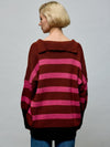 Contrasting Striped Collared Sweater O/S FUCHSIA SWEATER Maska