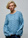 Crisscross Knit Cable Sweater O/S LIGHT BLUE SWEATER Maska